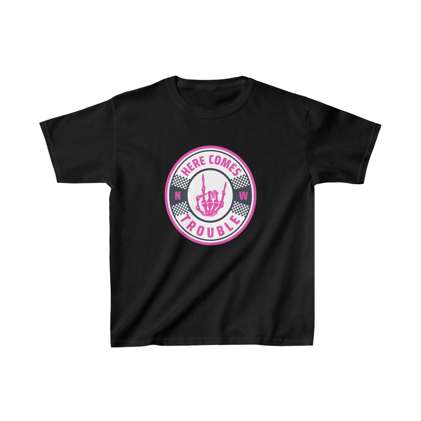 PINK Here Comes Trouble YOUTH Heavy Cotton™ Tee